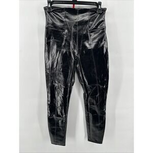 Spanx 20301Q Faux Patent Leather Leggings Petite Medium Leggings Shiny Black